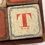 Complete C. 1870s Set of Hill's Spelling Blocks In Lower Half Wood Frame Box