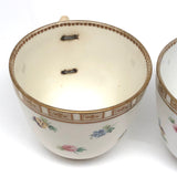 Matching Cups, Unmatched Repairs - c. 1860s James Duke Hand-painted Porcelain Teacups with Repaired Handles