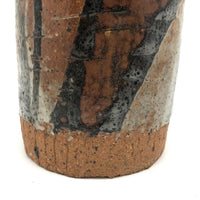 Satisfying Bottle Shaped Modernist Vase with Painterly Glazing