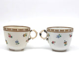 Matching Cups, Unmatched Repairs - c. 1860s James Duke Hand-painted Porcelain Teacups with Repaired Handles