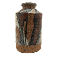 Satisfying Bottle Shaped Modernist Vase with Painterly Glazing