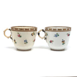 Matching Cups, Unmatched Repairs - c. 1860s James Duke Hand-painted Porcelain Teacups with Repaired Handles