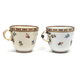 Matching Cups, Unmatched Repairs - c. 1860s James Duke Hand-painted Porcelain Teacups with Repaired Handles