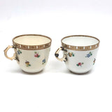 Matching Cups, Unmatched Repairs - c. 1860s James Duke Hand-painted Porcelain Teacups with Repaired Handles