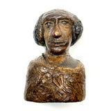 Wise Looking Man, Old Carved Burl Folk Art Bust