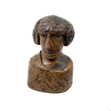 Wise Looking Man, Old Carved Burl Folk Art Bust