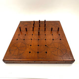 Antique Folk Art Fox and Geese Game Board with (Complete Set of) Hand-carved Pegs and Verse on Reverse