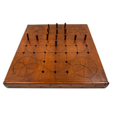 Antique Folk Art Fox and Geese Game Board with (Complete Set of) Hand-carved Pegs and Verse on Reverse