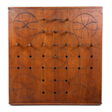 Antique Folk Art Fox and Geese Game Board with (Complete Set of) Hand-carved Pegs and Verse on Reverse
