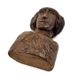 Wise Looking Man, Old Carved Burl Folk Art Bust