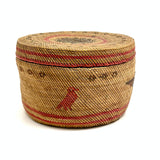 Beautiful Antique Macah Beargrass and Cedar Bark Basket with Birds and Sun