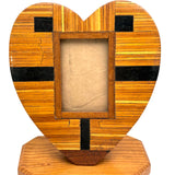 Heart Shaped Tramp Art Match Stick Standing Frame with Glass
