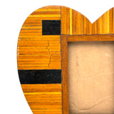 Heart Shaped Tramp Art Match Stick Standing Frame with Glass