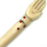 Open Hand, Wonderful  19th Century Carved Bone Bodkin