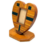 Heart Shaped Tramp Art Match Stick Standing Frame with Glass