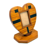 Heart Shaped Tramp Art Match Stick Standing Frame with Glass