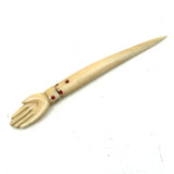 Open Hand, Wonderful  19th Century Carved Bone Bodkin