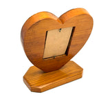 Heart Shaped Tramp Art Match Stick Standing Frame with Glass