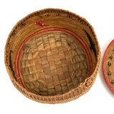 Beautiful Antique Macah Beargrass and Cedar Bark Basket with Birds and Sun