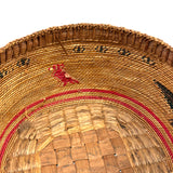 Beautiful Antique Macah Beargrass and Cedar Bark Basket with Birds and Sun