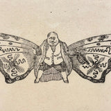 Funny Little Man with Butterfly Wings, 19th Century Wood Engraving
