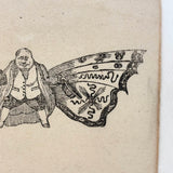 Funny Little Man with Butterfly Wings, 19th Century Wood Engraving
