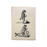 Boy Hopping, Boy and Dog, Small 19th Century Wood Engraving