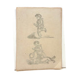 Boy Hopping, Boy and Dog, Small 19th Century Wood Engraving