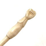SOLD Fist with Cuff, 19th Century Presumed Sailor Made Carved Bone Crochet Hook