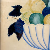 Fruits in Blues and Yellow, Wonderful 19th Century Theorem Watercolor, Framed