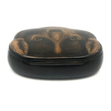 Early 19th C. Lacquered Papier Mache Dog Face Hinged Snuff Box