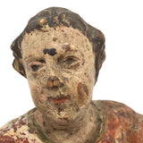 Beautiful C. 18th Century Carved Santos in Red and Gold Polychrome