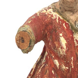 Beautiful C. 18th Century Carved Santos in Red and Gold Polychrome