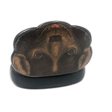 Early 19th C. Lacquered Papier Mache Dog Face Hinged Snuff Box