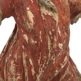 Beautiful C. 18th Century Carved Santos in Red and Gold Polychrome