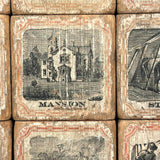 Complete C. 1870s Set of Hill's Spelling Blocks In Lower Half Wood Frame Box