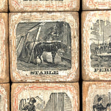 Complete C. 1870s Set of Hill's Spelling Blocks In Lower Half Wood Frame Box