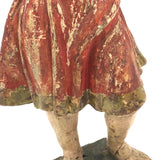 Beautiful C. 18th Century Carved Santos in Red and Gold Polychrome