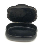 Early 19th C. Lacquered Papier Mache Dog Face Hinged Snuff Box