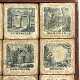 Complete C. 1870s Set of Hill's Spelling Blocks In Lower Half Wood Frame Box
