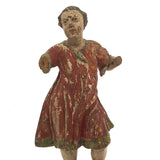 Beautiful C. 18th Century Carved Santos in Red and Gold Polychrome