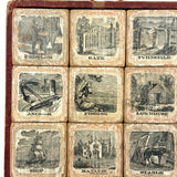 Complete C. 1870s Set of Hill's Spelling Blocks In Lower Half Wood Frame Box