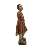 Beautiful C. 18th Century Carved Santos in Red and Gold Polychrome