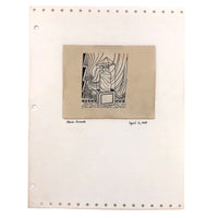 Edwin Kosarek 1958 Graphite Drawing of Robed Figure Inside Vitrine