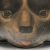 Early 19th C. Lacquered Papier Mache Dog Face Hinged Snuff Box