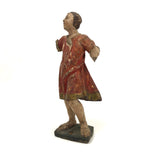 Beautiful C. 18th Century Carved Santos in Red and Gold Polychrome