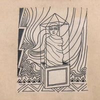 Edwin Kosarek 1958 Graphite Drawing of Robed Figure Inside Vitrine
