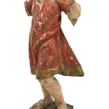 Beautiful C. 18th Century Carved Santos in Red and Gold Polychrome