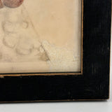 Fruits in Blues and Yellow, Wonderful 19th Century Theorem Watercolor, Framed