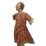 Beautiful C. 18th Century Carved Santos in Red and Gold Polychrome